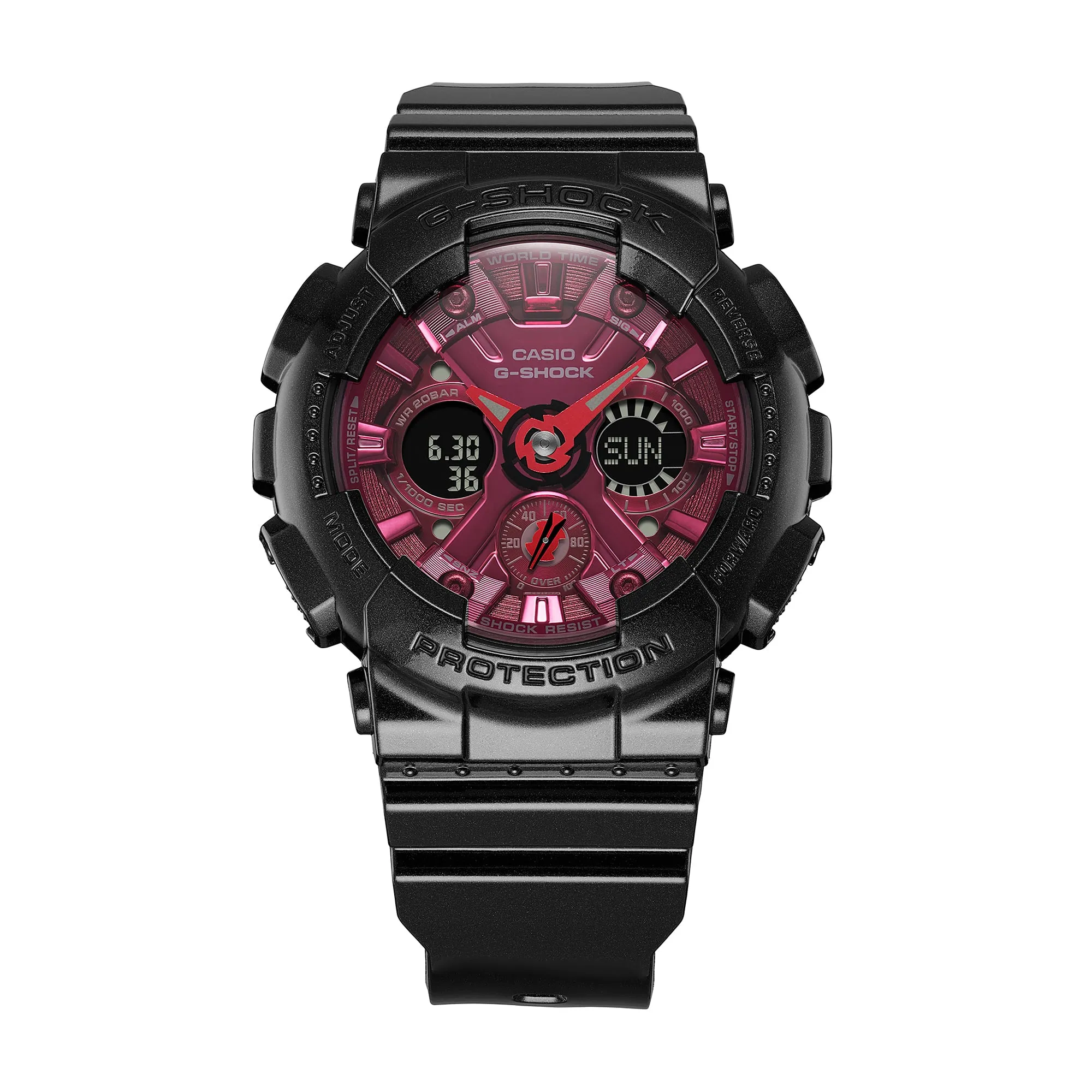 G-Shock Analog-Digital Pink Dial Black Resin Band Watch GMAS120RB-1A