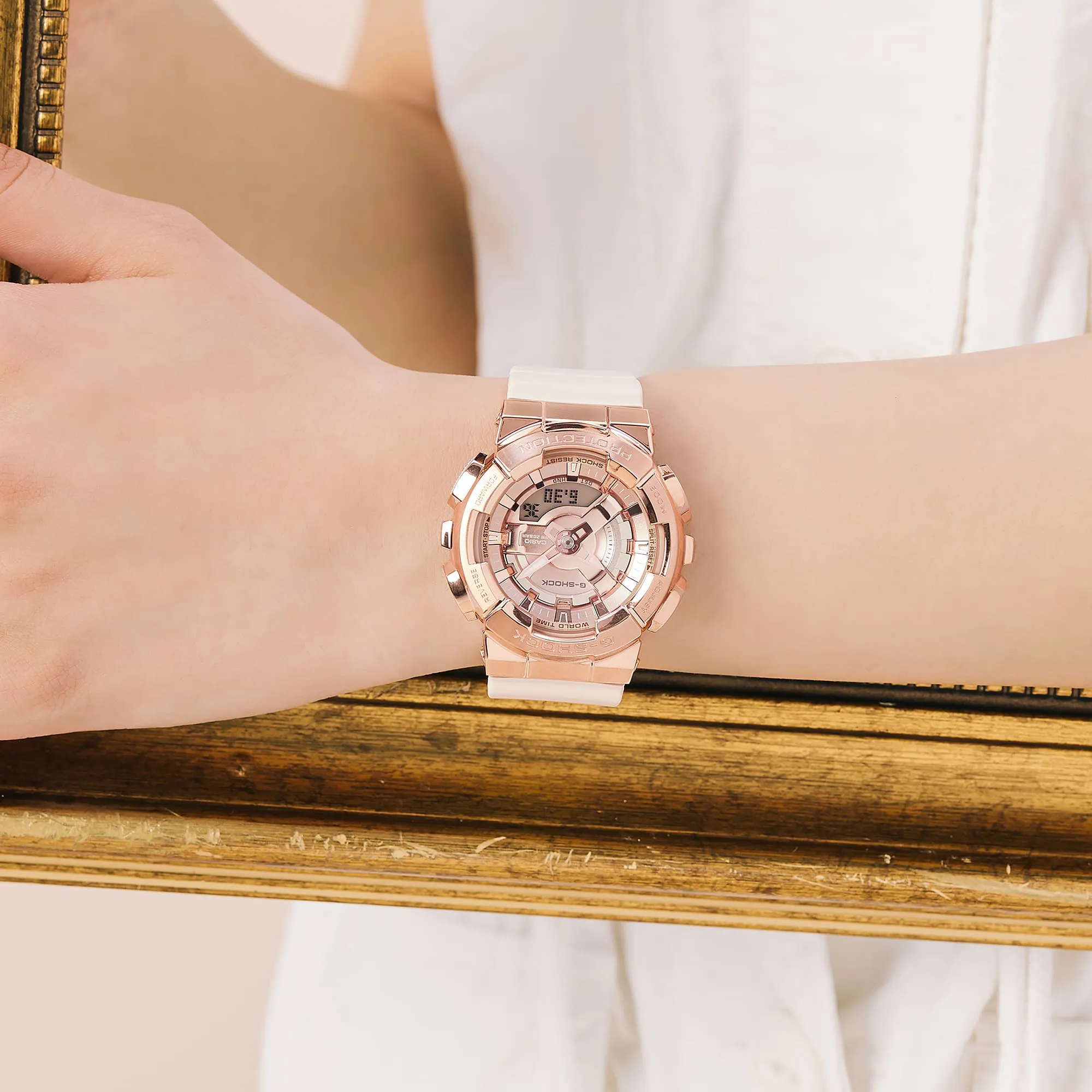 G-Shock Analog Digital Rose Gold Dial Pink Resin Band Watch GMS110PG-4A