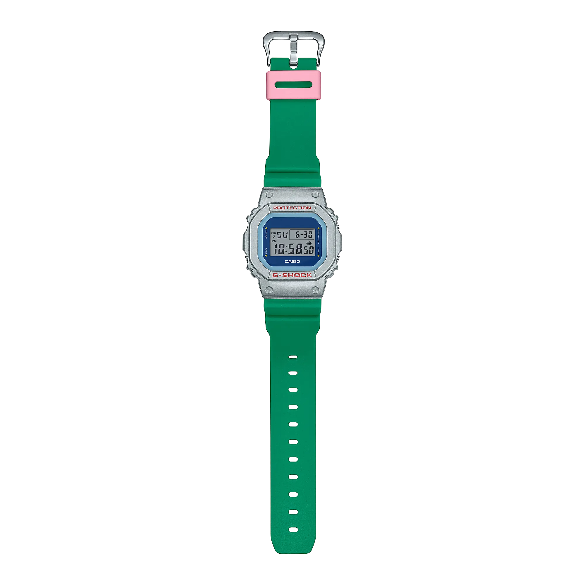 G-Shock Blue Dial Green Resin Band Watch DW5600EU-8A3