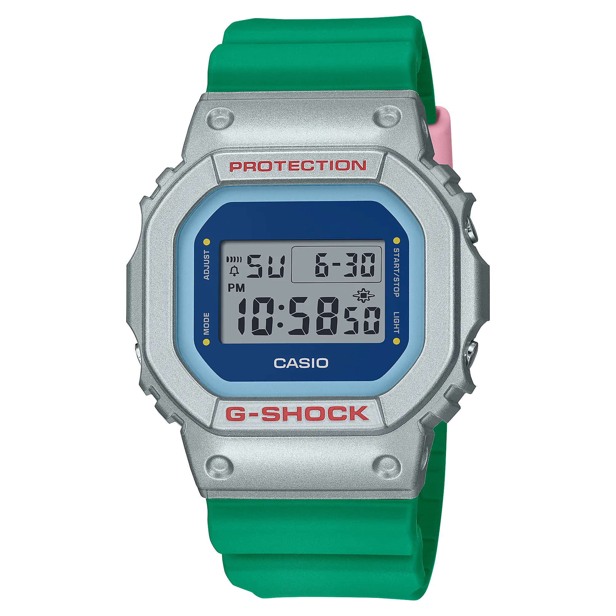 G-Shock Blue Dial Green Resin Band Watch DW5600EU-8A3