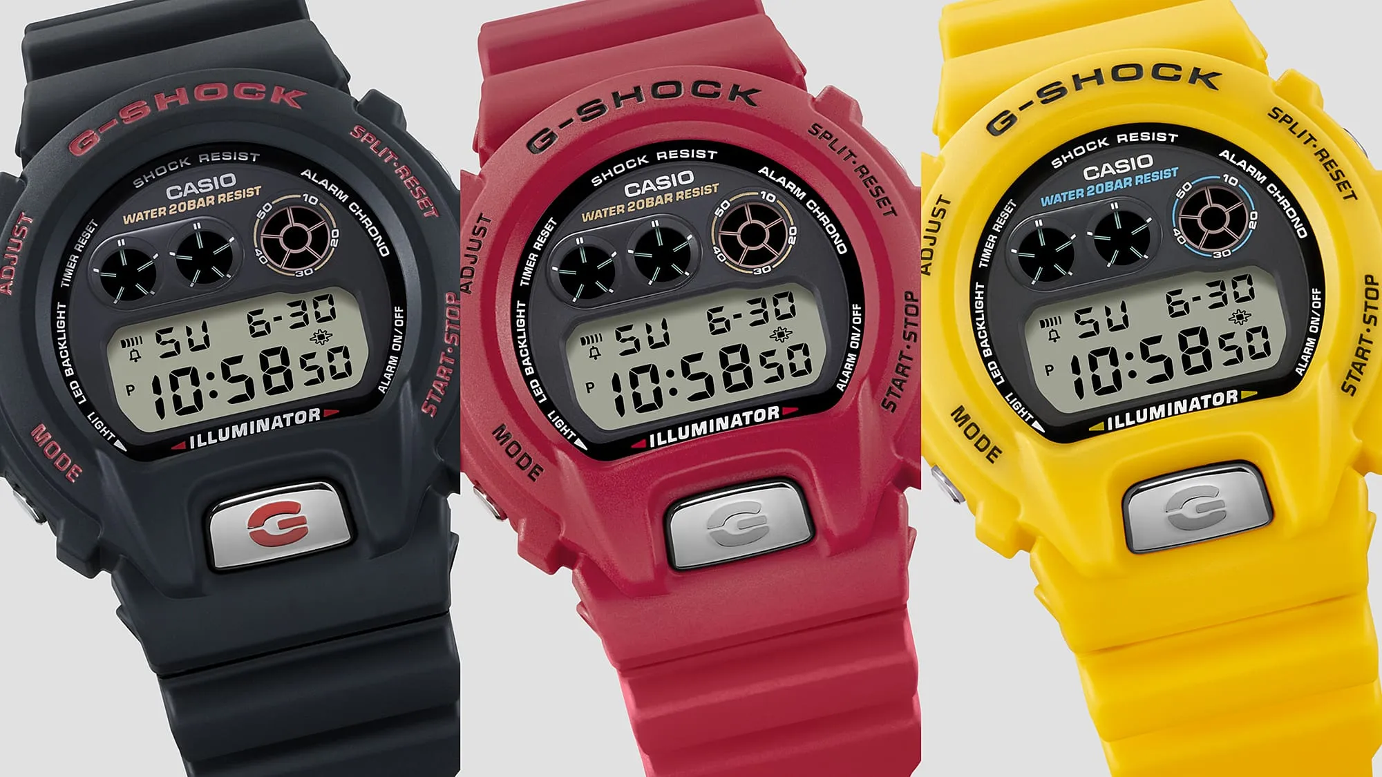 G-Shock Digital 6900 Series Grey Dial Yellow Resin Band Watch DW6900TR-9D