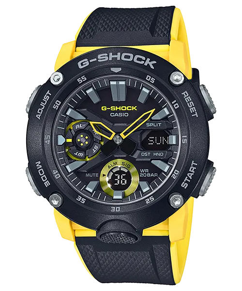 G Shock DUO Carbon Core Black and Yellow Mens Watch GA2000-1A9