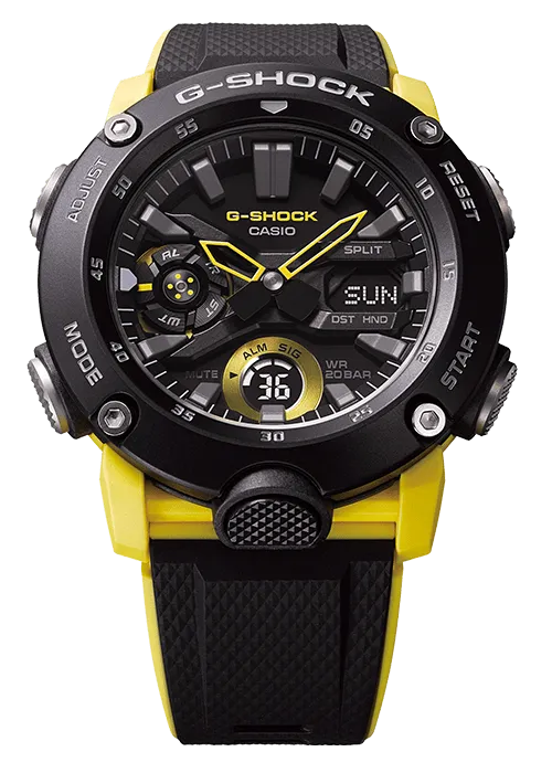 G Shock DUO Carbon Core Black and Yellow Mens Watch GA2000-1A9