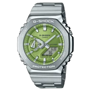 G-Shock G-Steel 2100 Series Green Dial Stainless Steel Watch GM2110D-3A