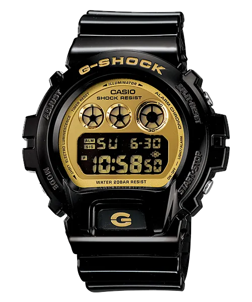 G-Shock Multi-Alarm Black Band Gold Dial Digital Watch DW6900CB-1