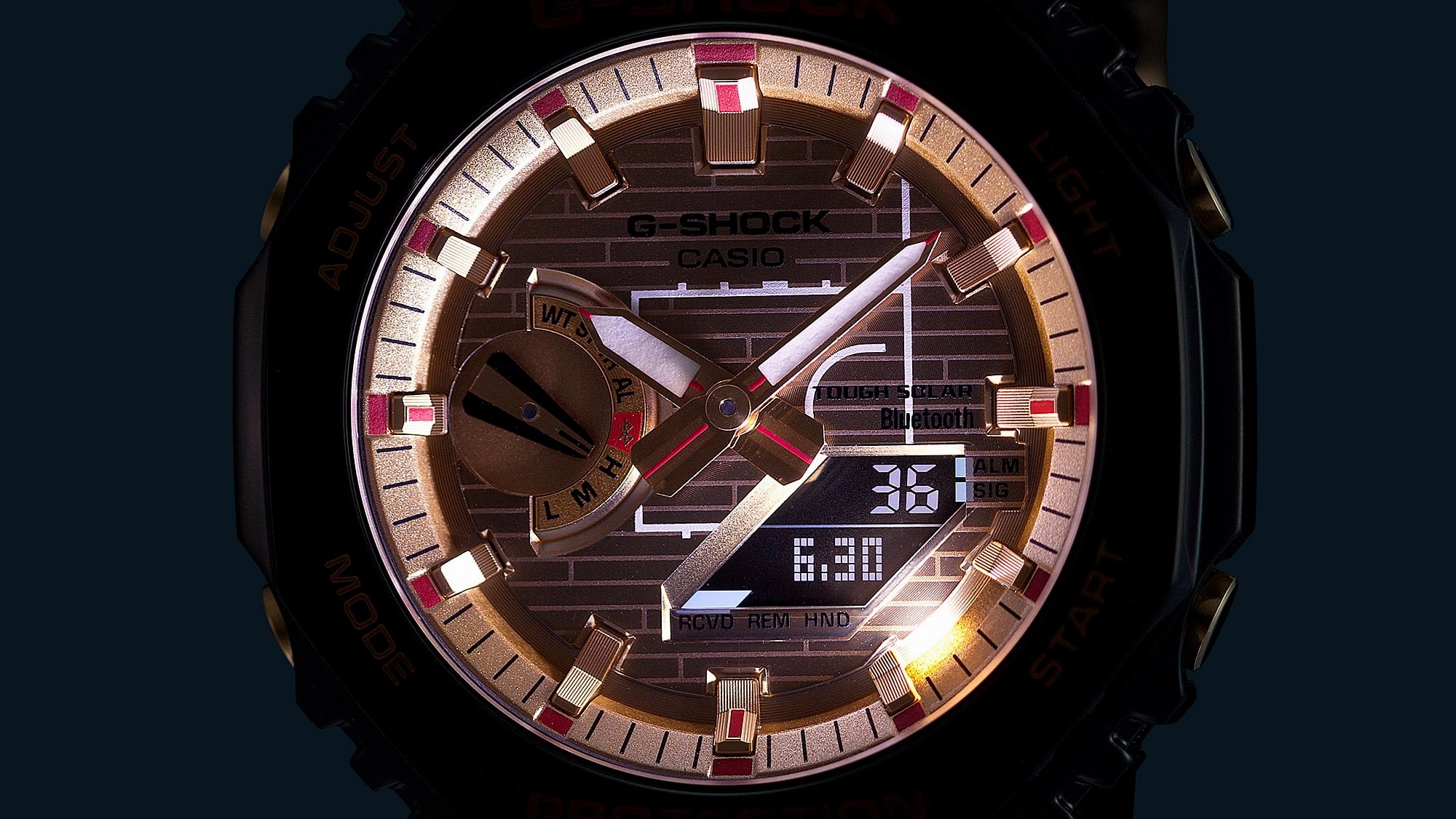 G-Shock G-Steel 2100 Series Gold Dial Black Resin Band Watch GBM2100RH-1A