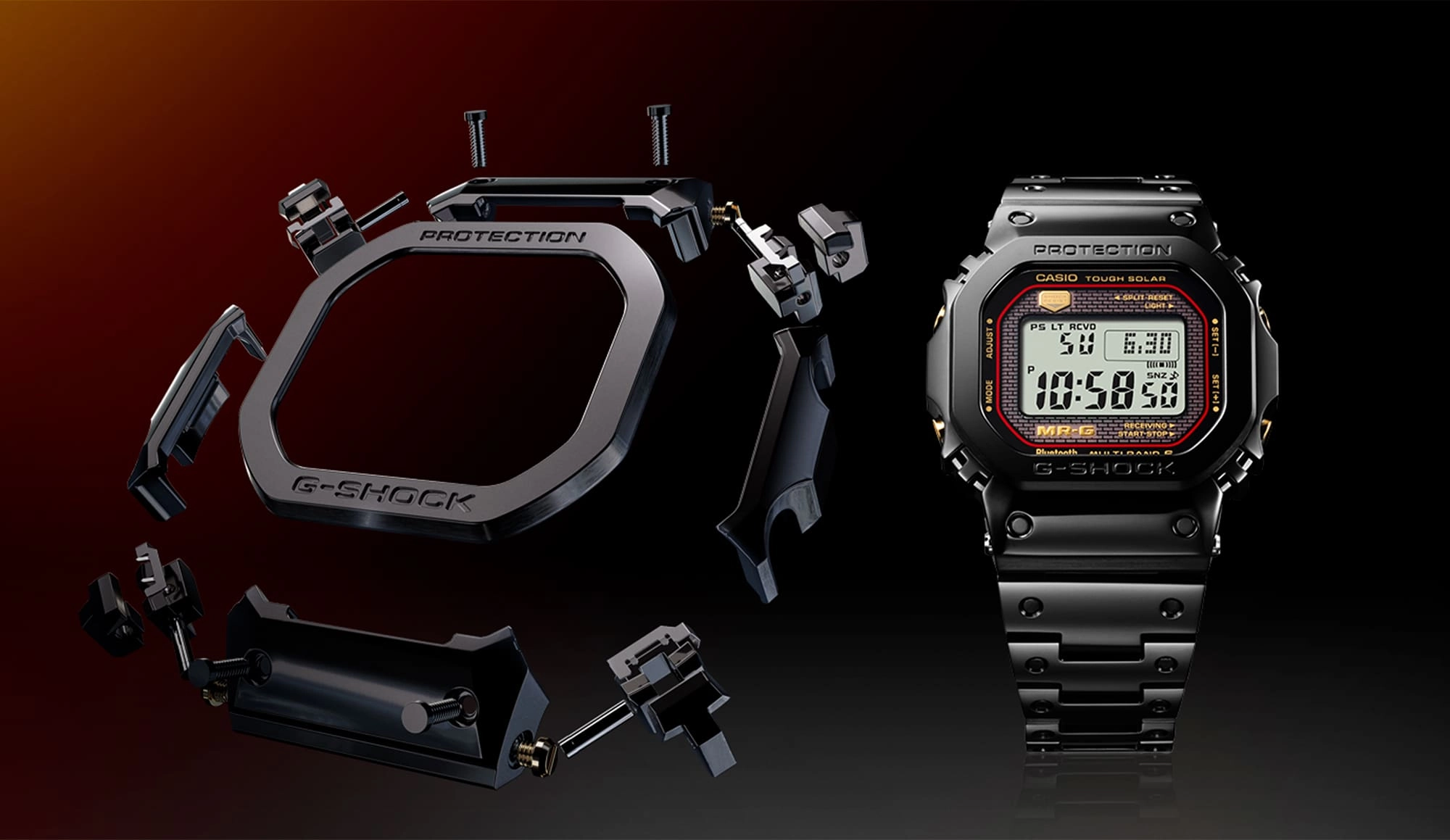 G-Shock MR-G Solar Black Dial Titanium Band Watch MRGB5000B-1D