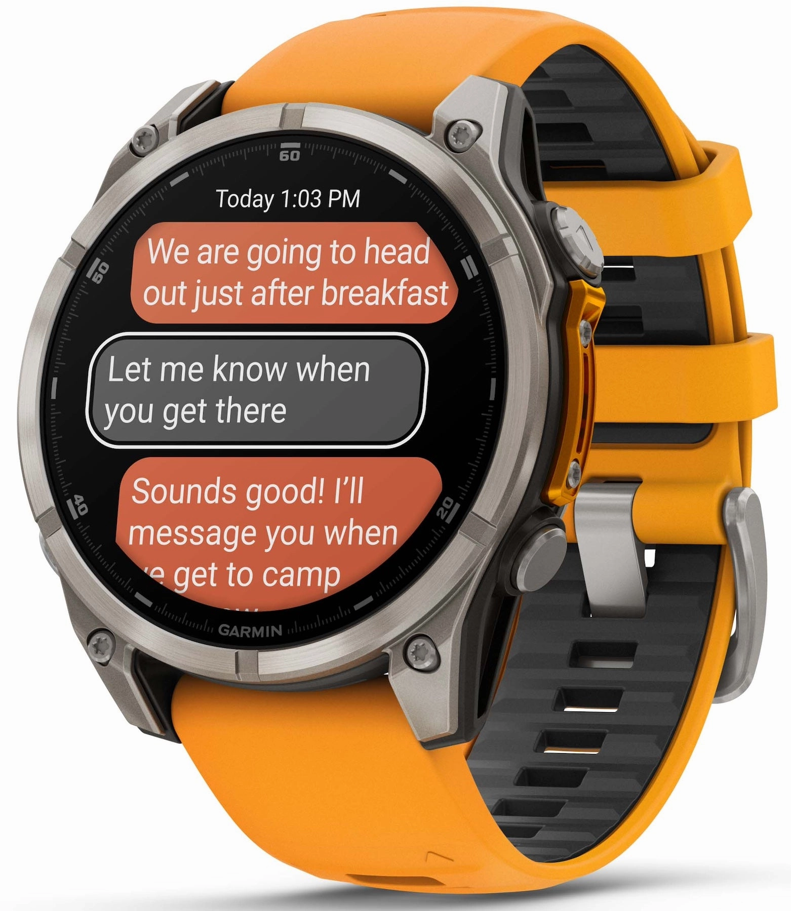 Garmin Fenix 8 47mm Sapphire AMOLED Titanium Spark Orange Graphite Silicone Watch