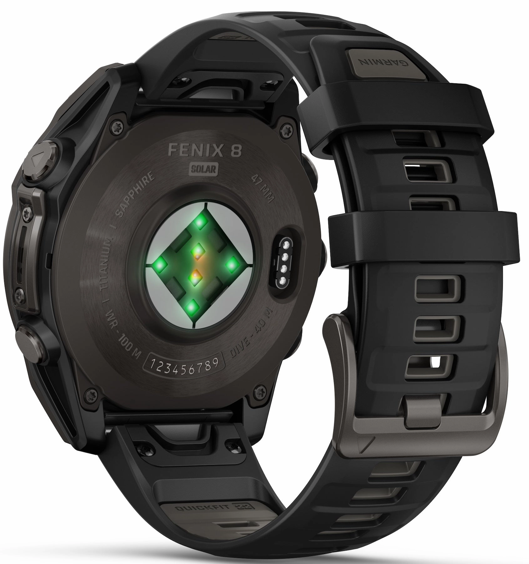 Garmin Fenix 8 47mm Sapphire Solar Carbon Grey DLC Titanium Black Pebble Grey Silicone Watch