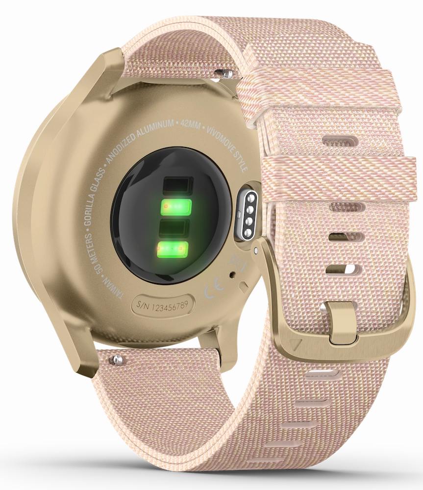Garmin Vivomove Style Light Gold Aluminium Case Blush Pink Nylon D