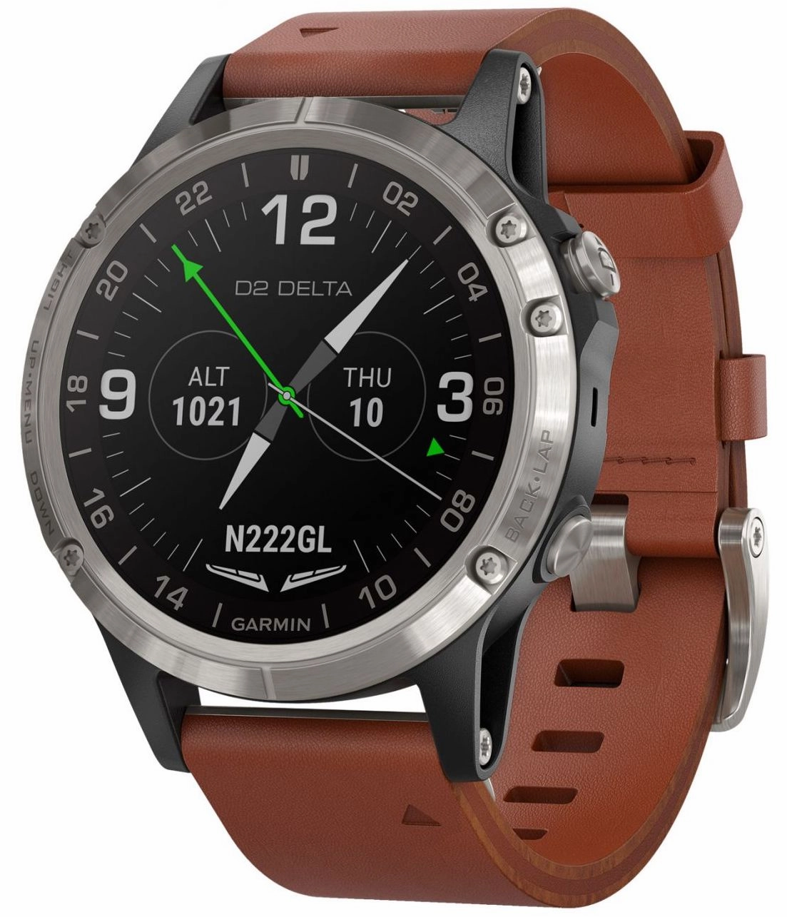 Garmin Watch D2 Delta Aviator Watch Brown Leather Band