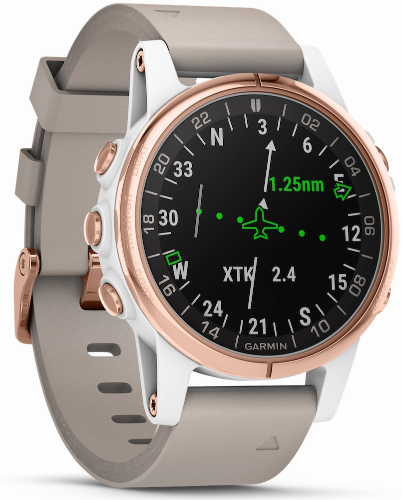 Garmin Watch D2 Delta S Aviator Watch Beige Leather Band