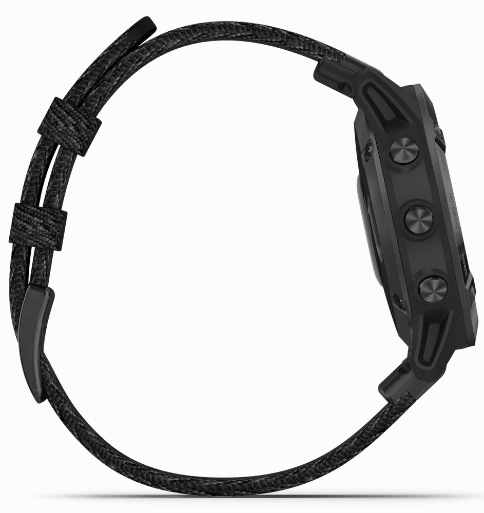 Garmin Watch Fenix 6 Sapphire Black DLC Heathered Nylon Band D