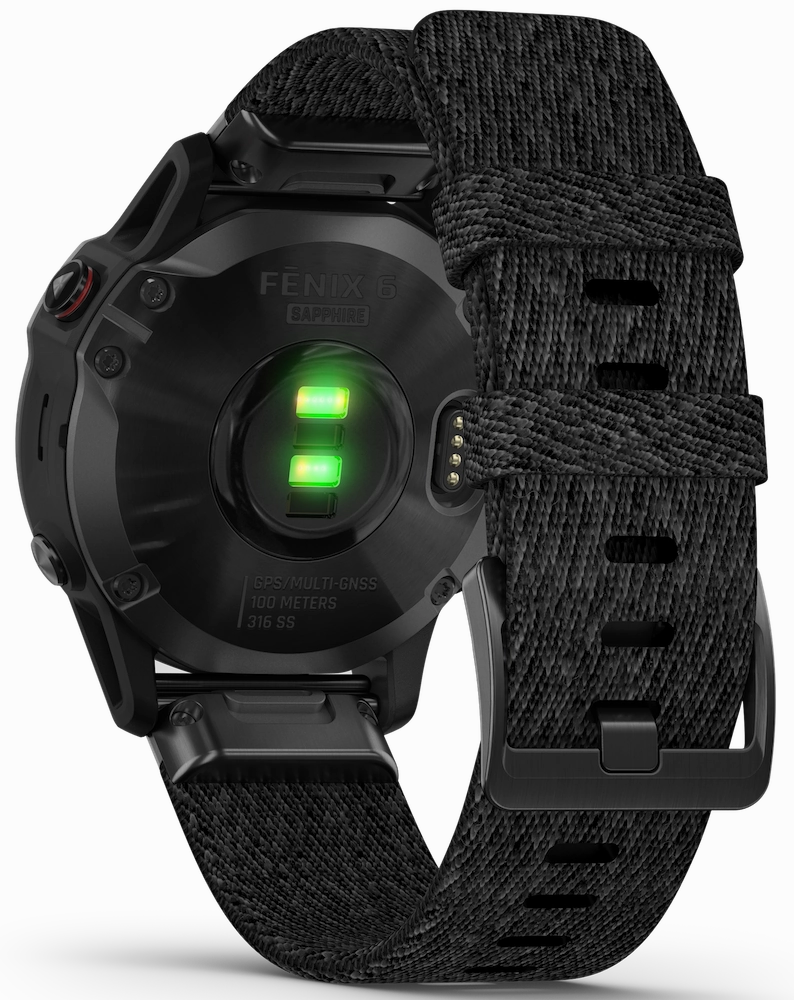 Garmin Watch Fenix 6 Sapphire Black DLC Heathered Nylon Band D