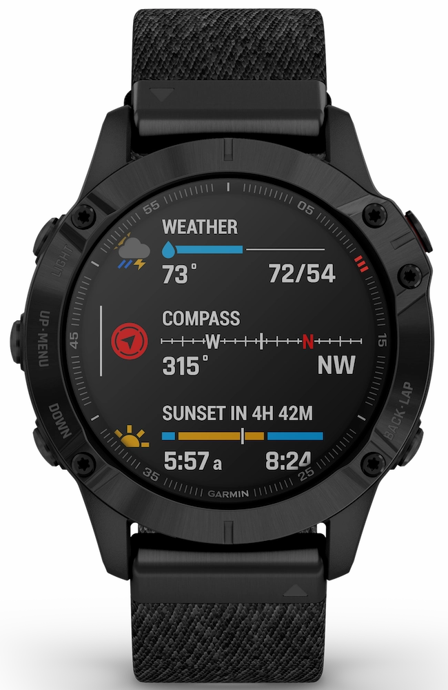 Garmin Watch Fenix 6 Sapphire Black DLC Heathered Nylon Band D