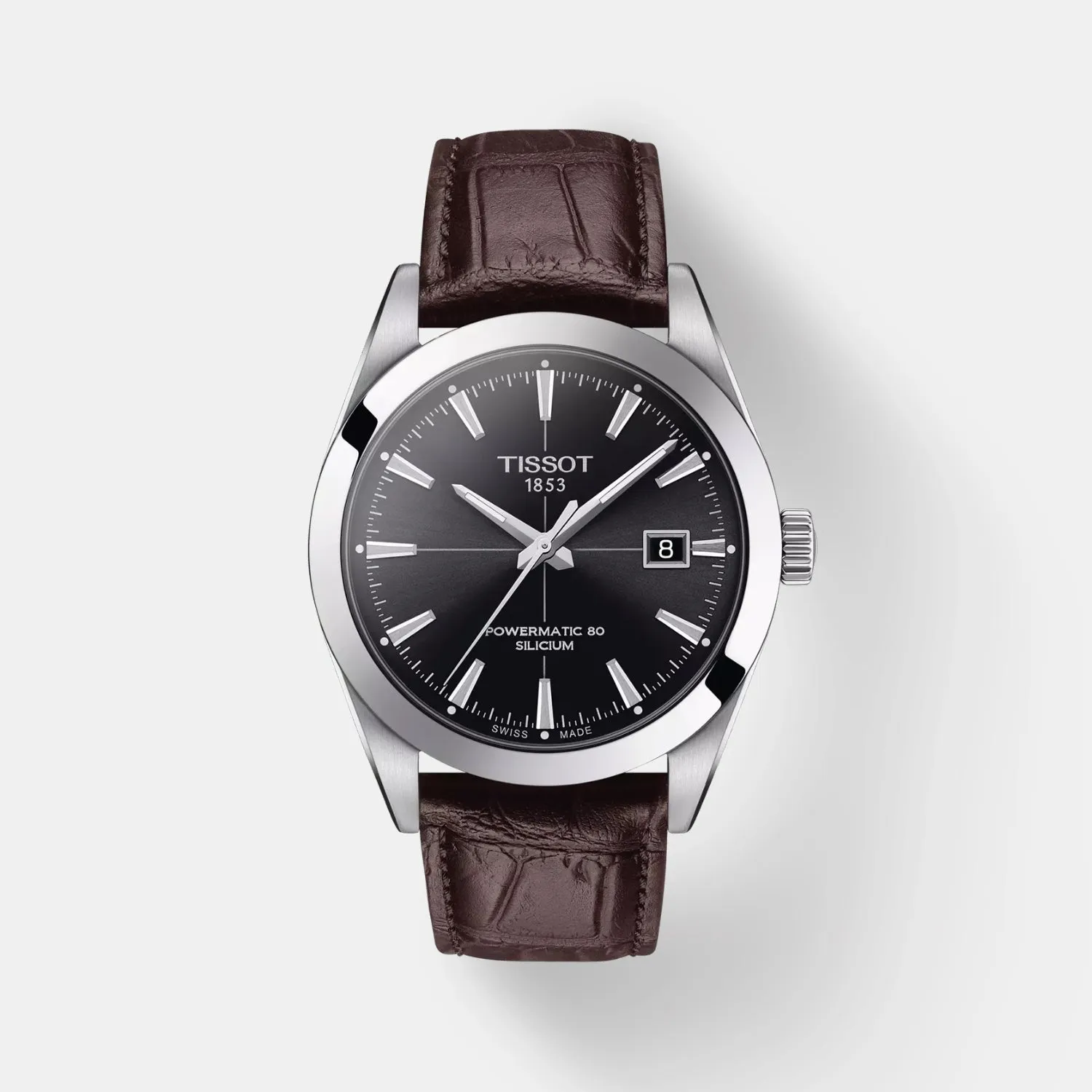 Gentleman Powermatic 80 Men Black Dial Analog Leather Watch T1274071605101