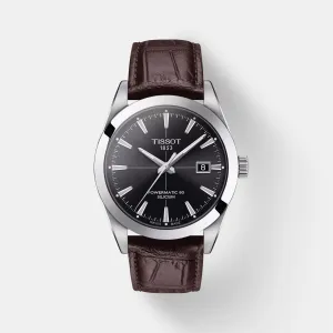 Gentleman Powermatic 80 Men Black Dial Analog Leather Watch T1274071605101