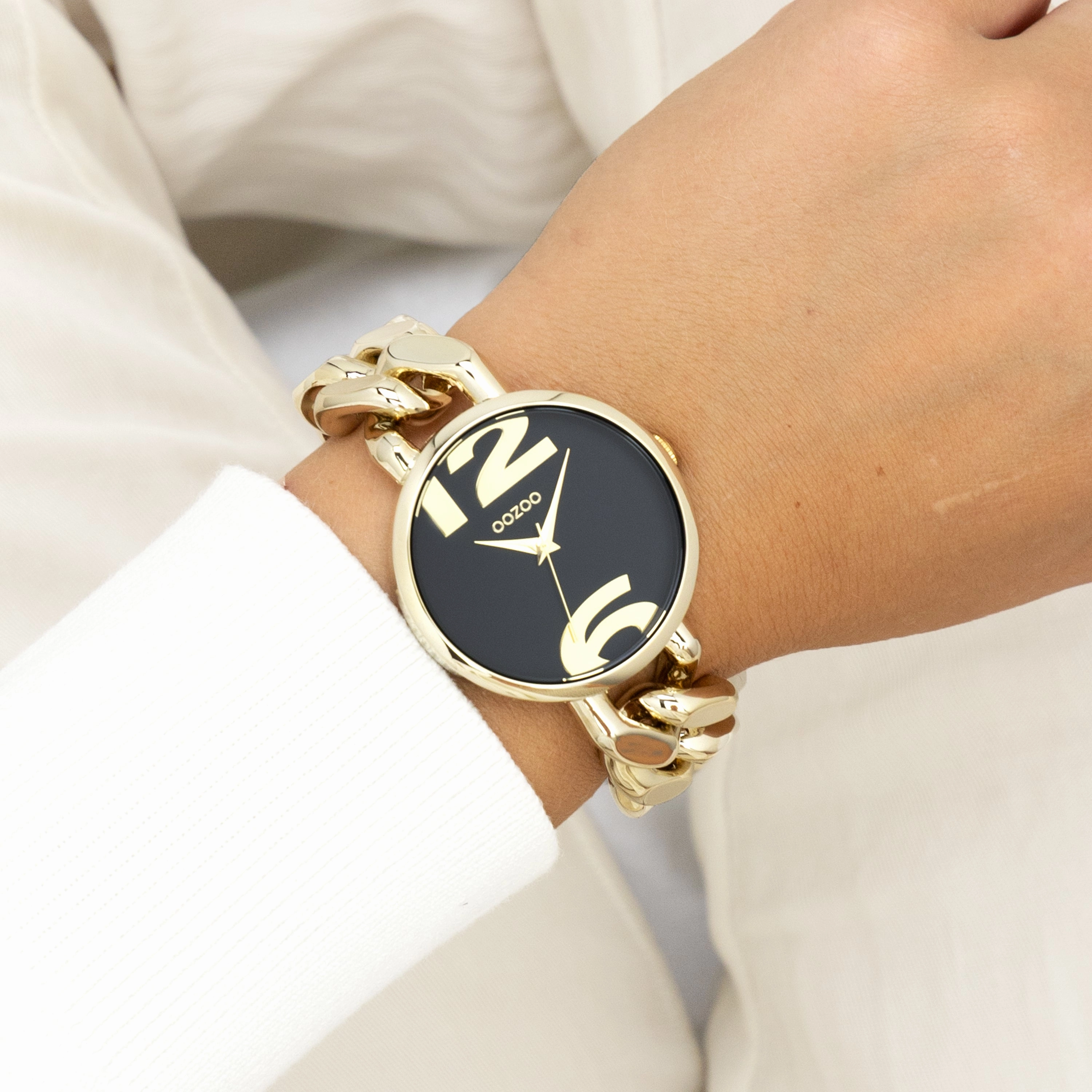 Gold coloured OOZOO watch with chunky chain bracelet - C11264