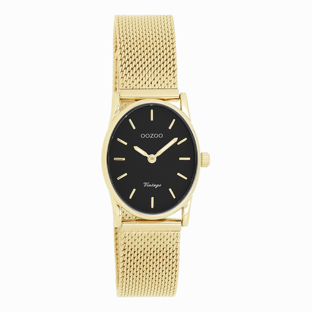 Gold coloured OOZOO watch with metal mesh bracelet - C20259