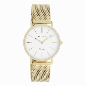 Gold coloured OOZOO watch with metal mesh bracelet - C9911