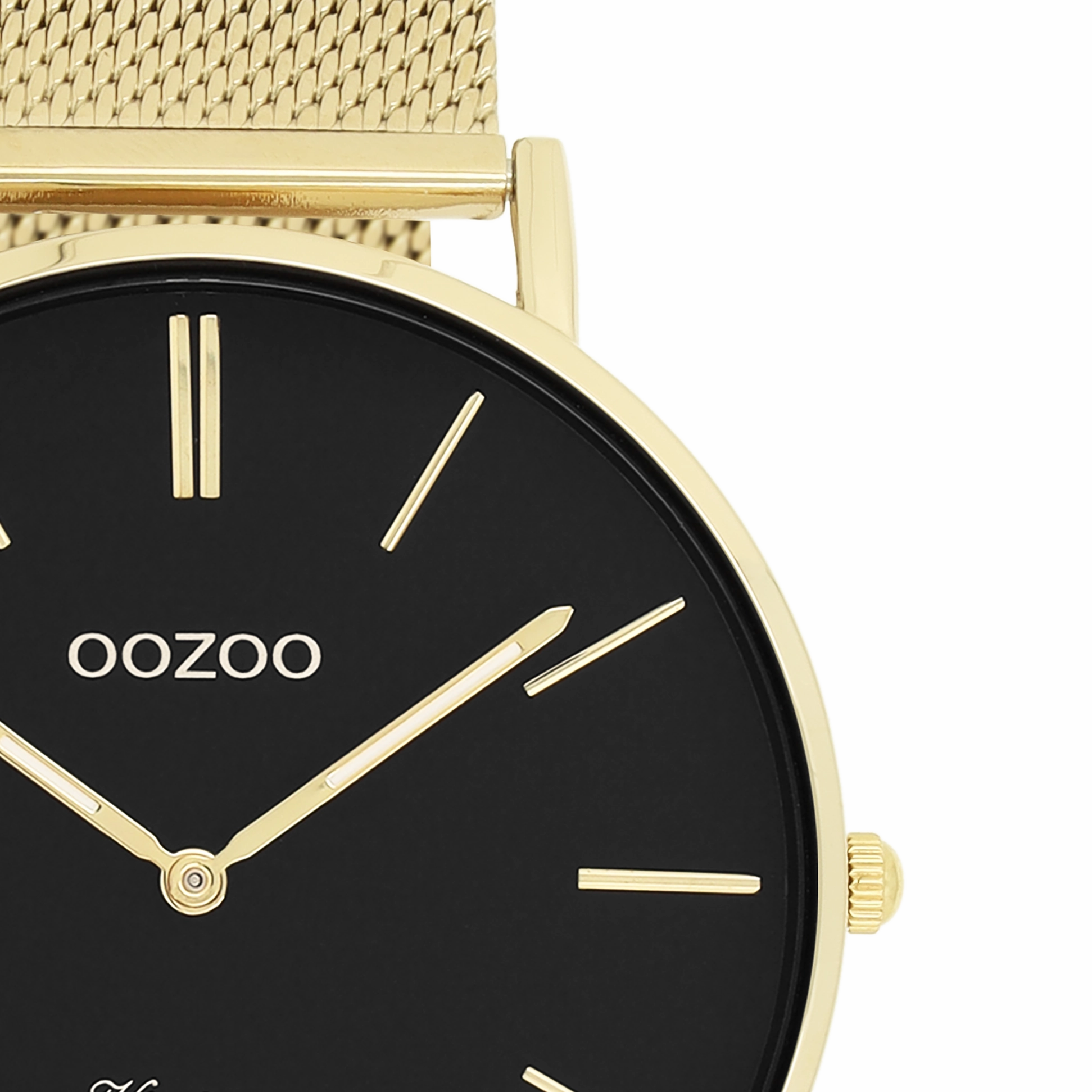 Gold coloured OOZOO watch with metal mesh bracelet - C9912