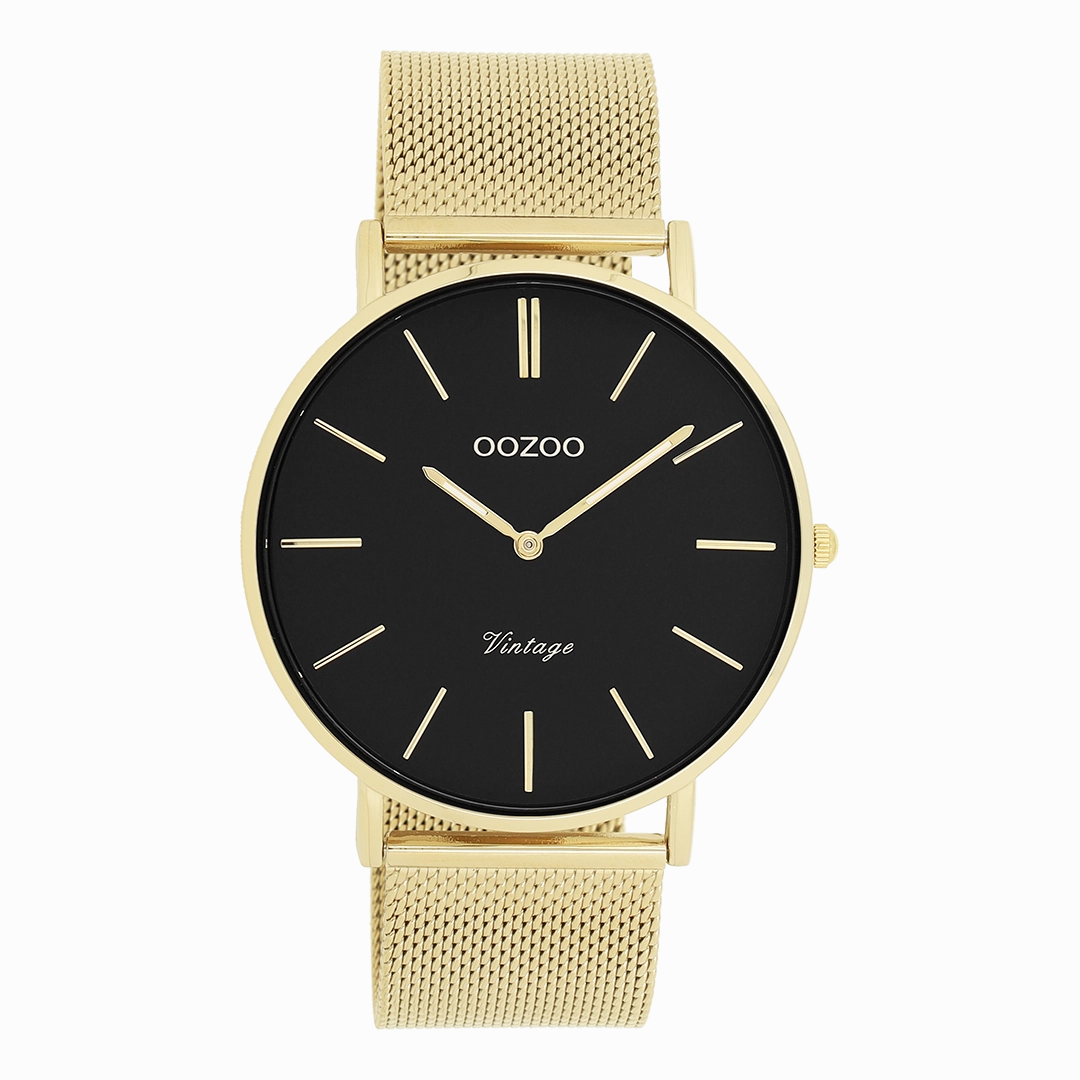 Gold coloured OOZOO watch with metal mesh bracelet - C9912