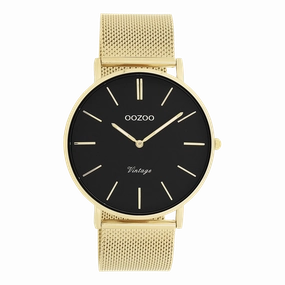 Gold coloured OOZOO watch with metal mesh bracelet - C9912