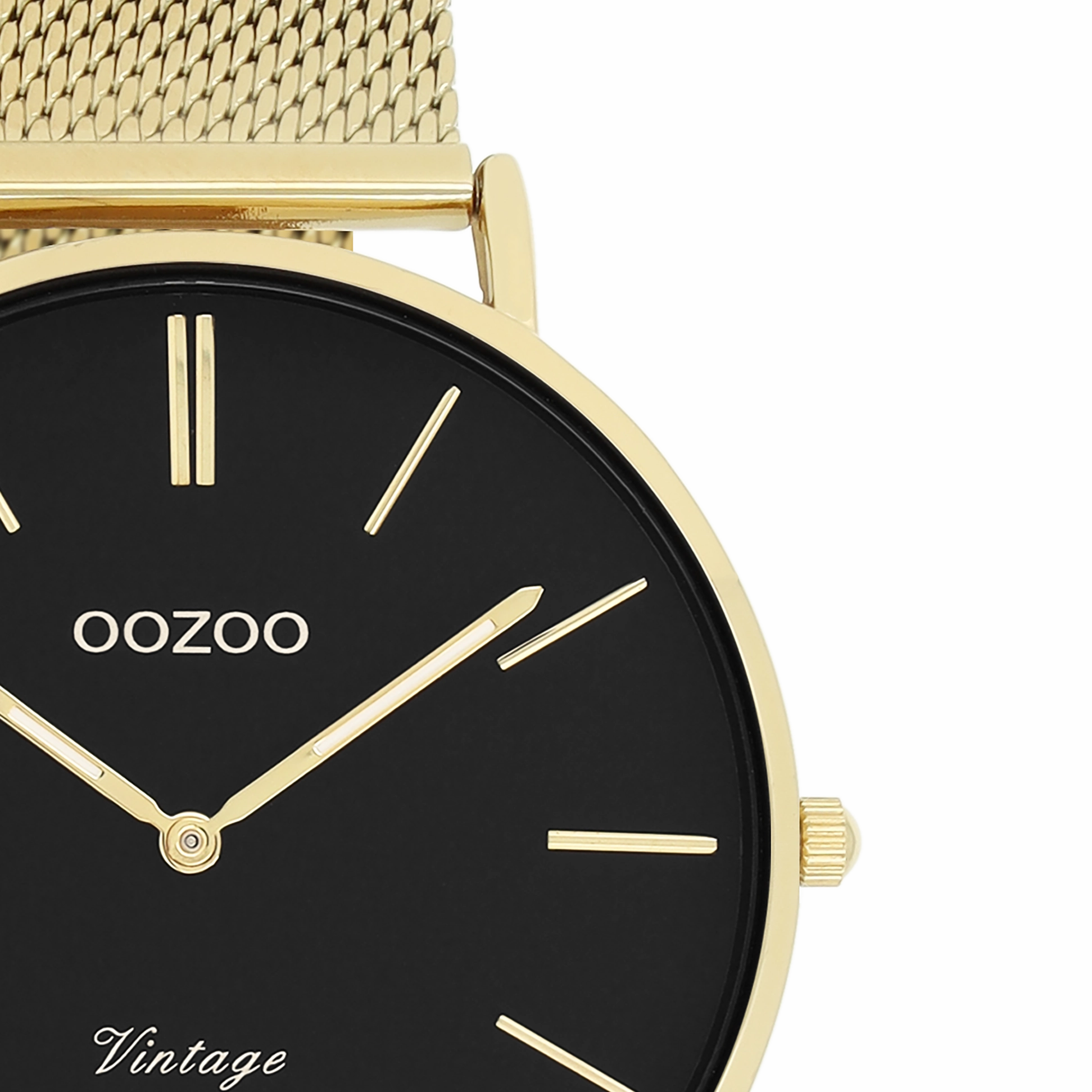 Gold coloured OOZOO watch with metal mesh bracelet - C9913