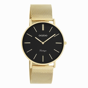 Gold coloured OOZOO watch with metal mesh bracelet - C9913