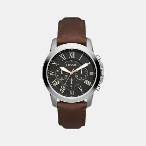Grant Men Quartz Black Dial Chronograph Leather Watch FS4813