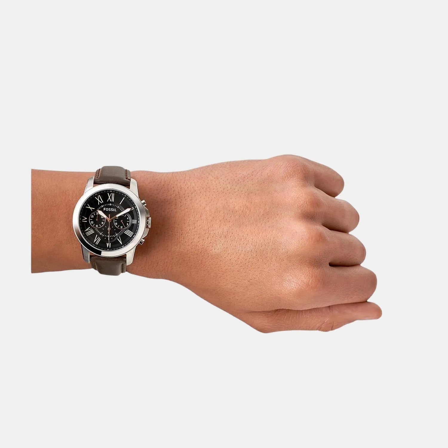 Grant Men Quartz Black Dial Chronograph Leather Watch FS4813