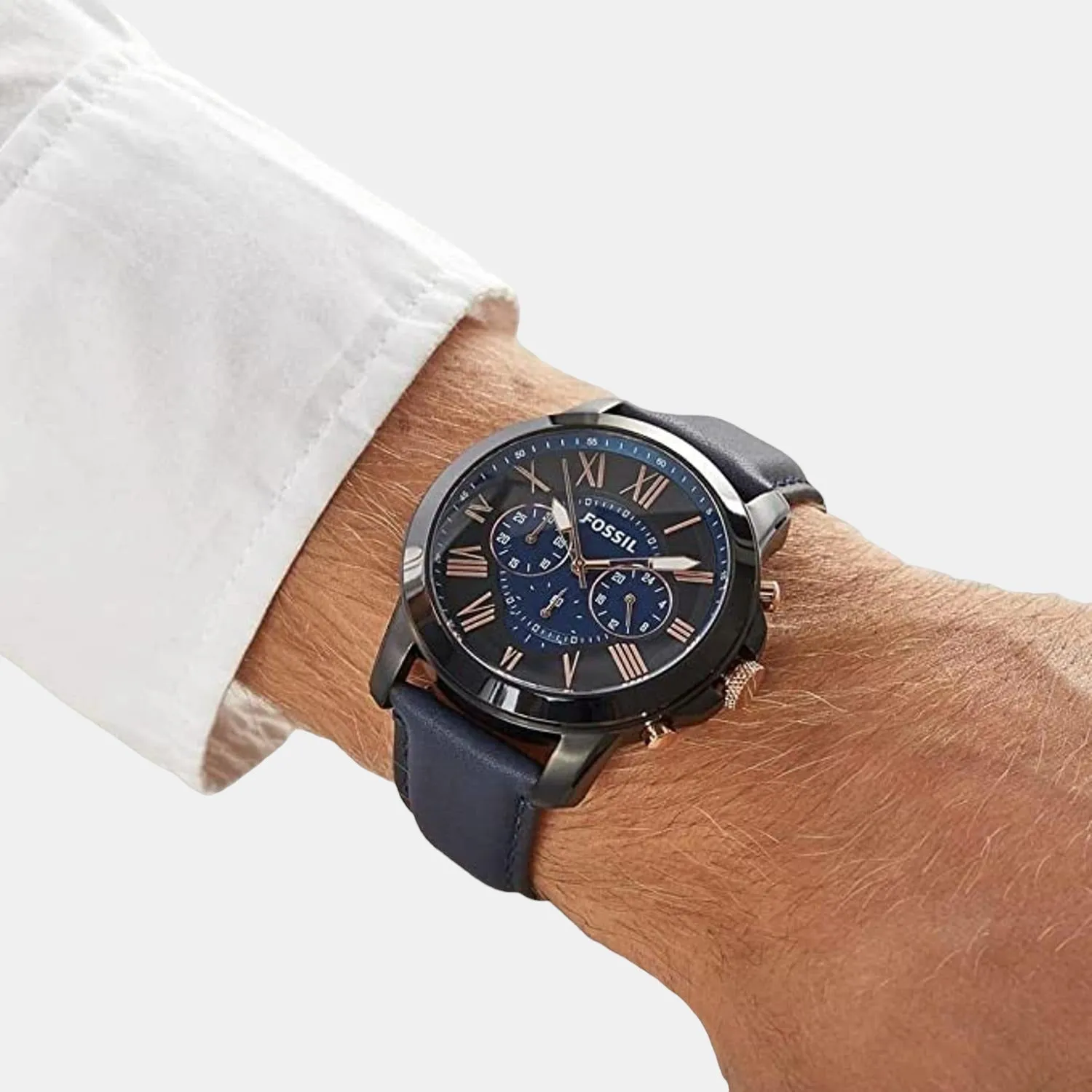 Grant Men Quartz Black Dial Chronograph Leather Watch FS5061