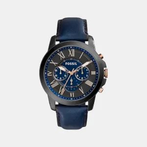Grant Men Quartz Black Dial Chronograph Leather Watch FS5061