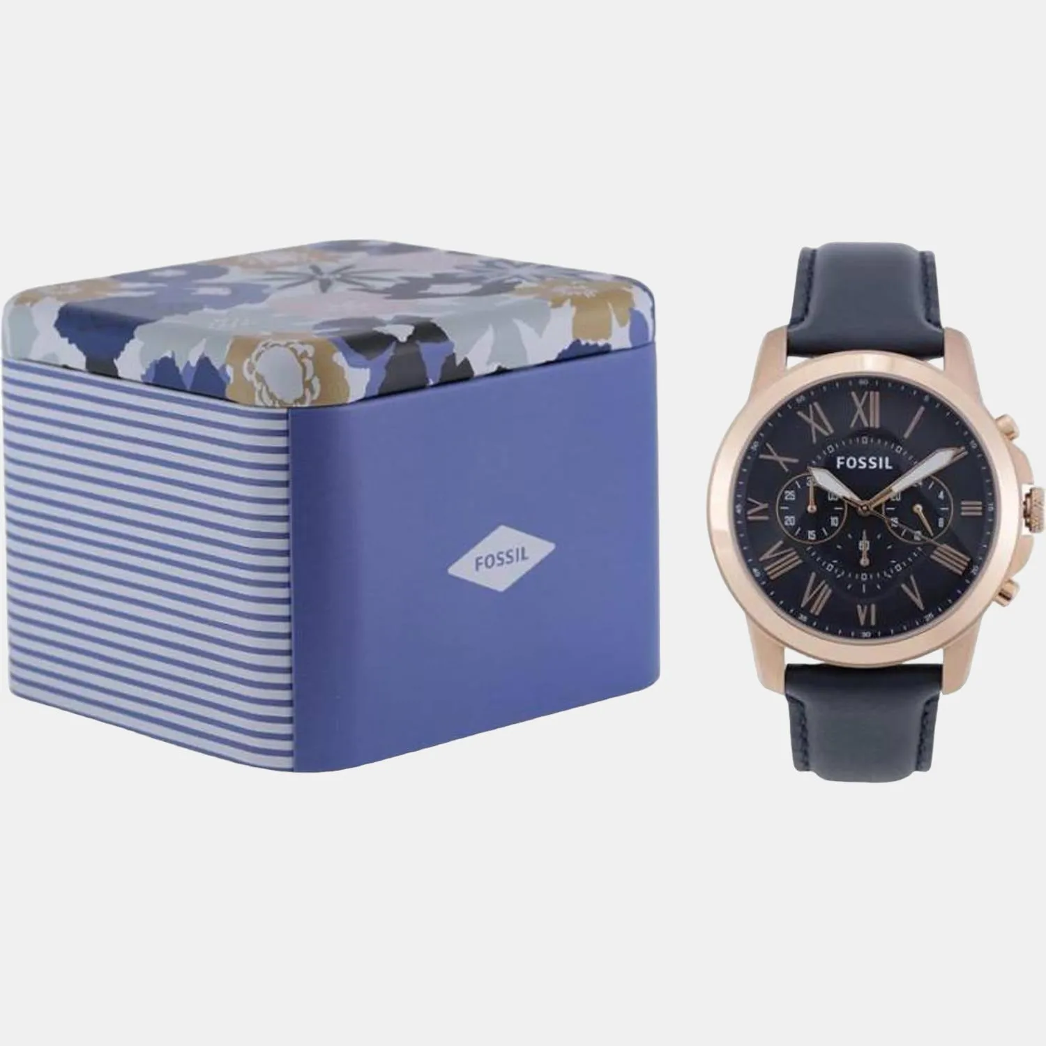 Grant Men Quartz Blue Dial Chronograph Leather Watch FS4835