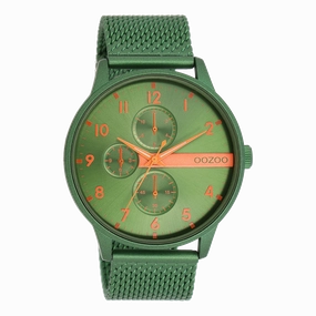 Green OOZOO watch with metal mesh bracelet - C11303