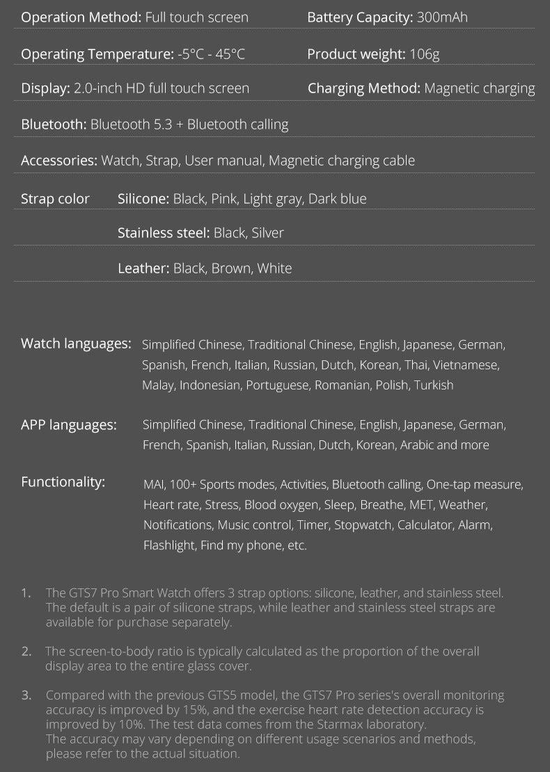 GTS7 Pro New Design Smart Watch Customized Function Button