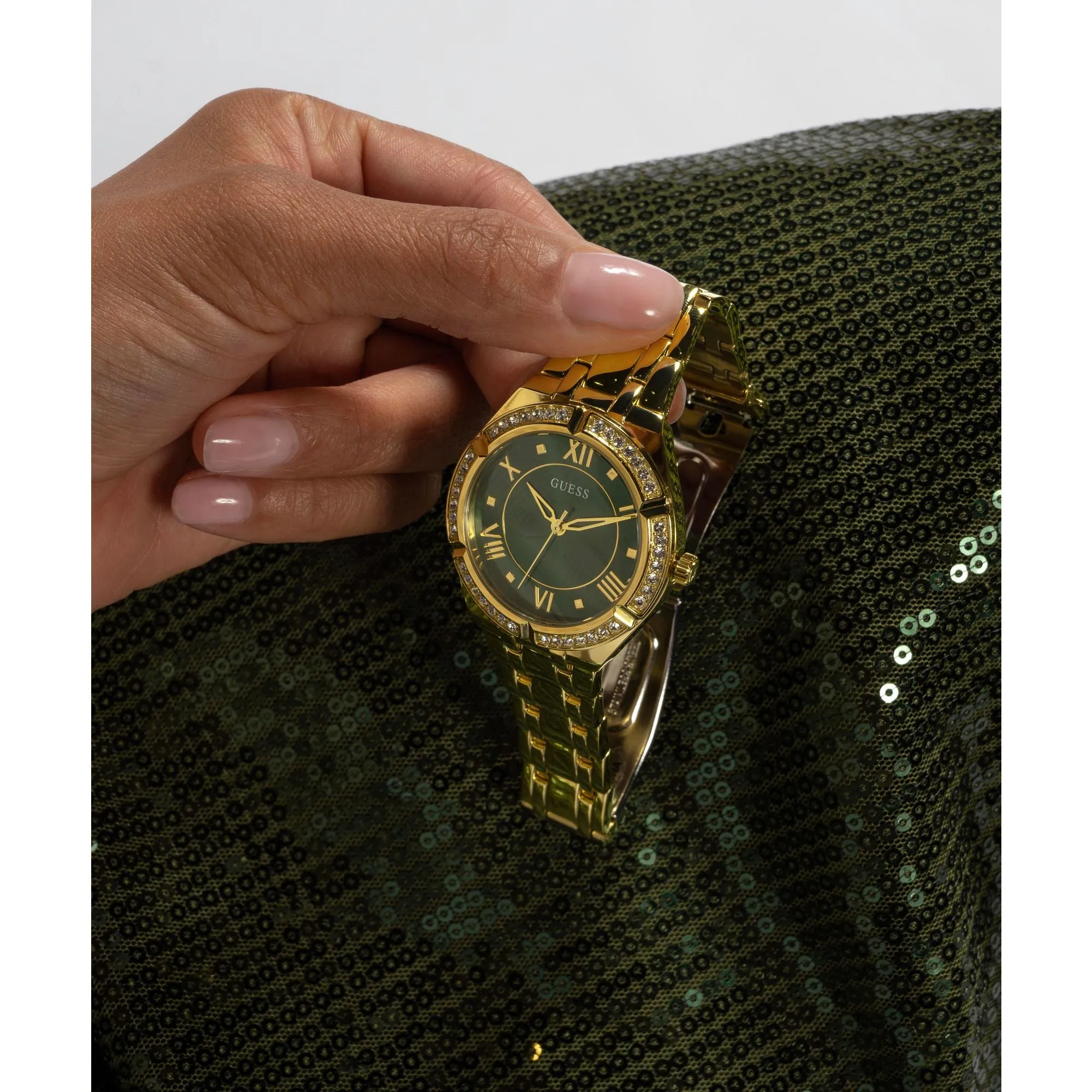 GUESS Green Cosmo Crystal Watch GW0033L8