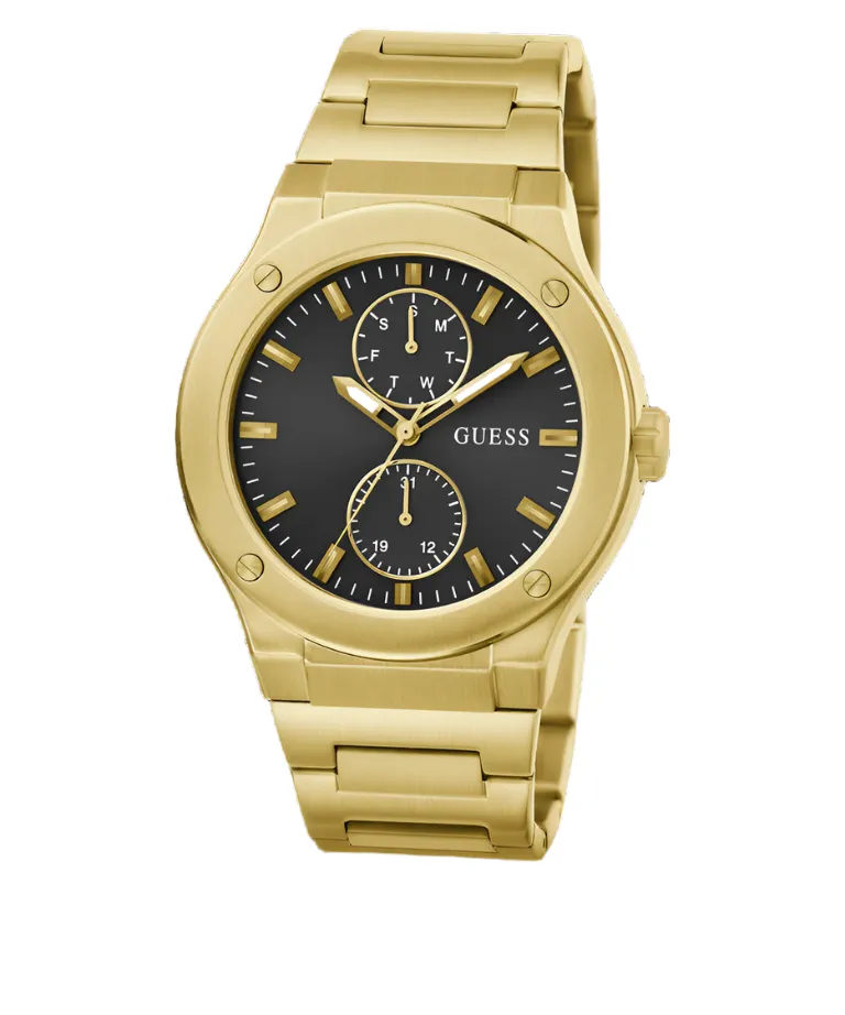 Guess Jet Black Dial Gold Bracelet Multi-function GW0795G4