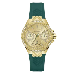 Guess Ladies Green Gold Tone Multi-function Watch