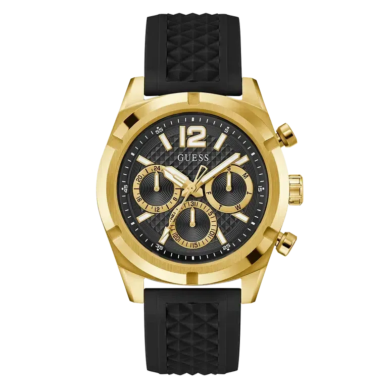 Guess Mens Black Gold Tone Multi-function Watch