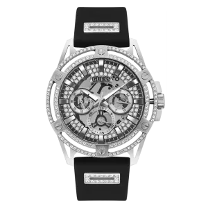 Guess Mens Black Silver Tone Multi-function Watch GW0537G1