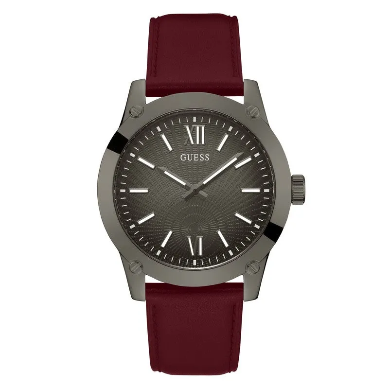 GUESS Mens Burgundy Gunmetal Analog Watch GW0628G4