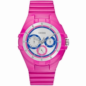 Guess Women's Watch - Pink Sport White Dial Pink Silicone Rubber Strap | W0942L3