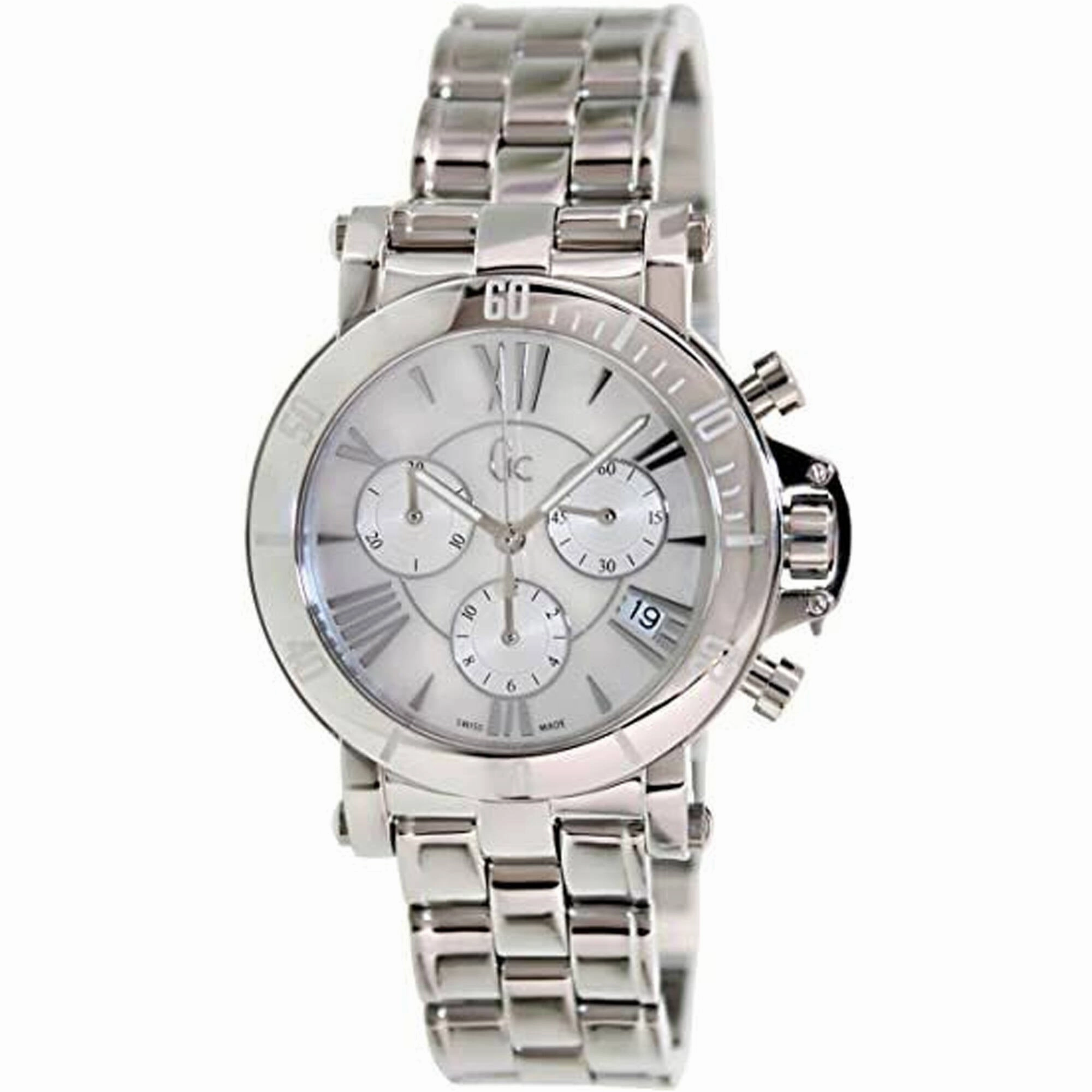 Guess Women's Watch - Sport Chronograph White Mop Dial Silver Bracelet | X73001M1S