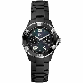 Guess Women's Watch - Sport Class Quartz Black Mop Dial Ceramic Bracelet | X69106L2S