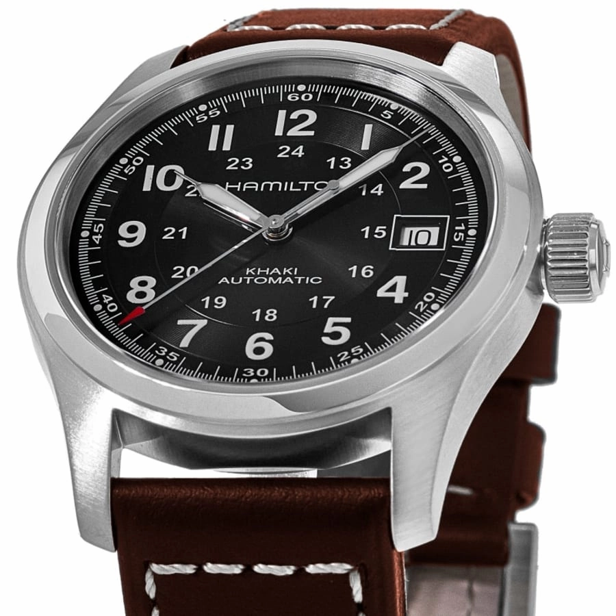 Hamilton Khaki Field Black Dial Brown Leather Strap Men's Watch H70455533