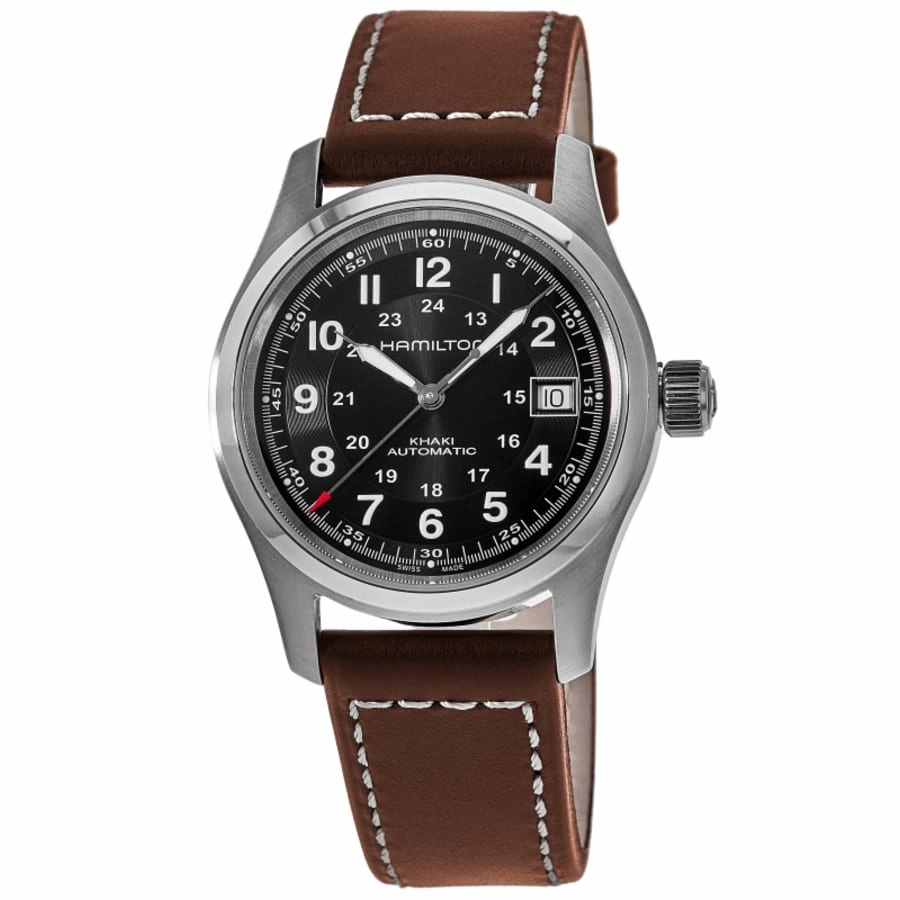 Hamilton Khaki Field Black Dial Brown Leather Strap Men's Watch H70455533