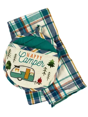 Happy Camper - Dishtowel and Potholder Set