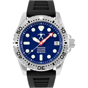 Hawaiian Lifeguard Association Men's Watch - Rotating Bezel Blue Dial Strap | HLA 5405