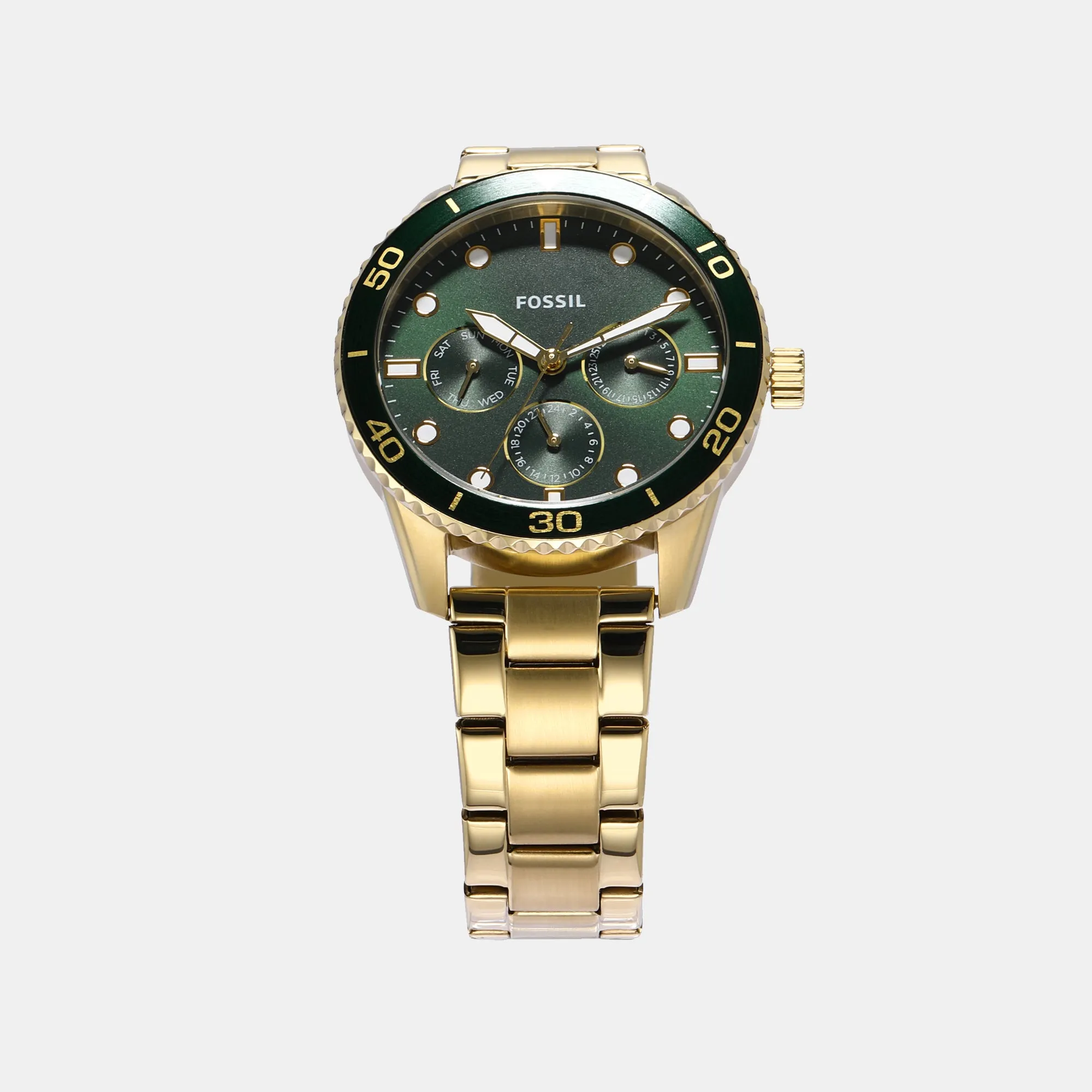 His and Hers Couple Quartz Green Dial Multi-Function Stainless Steel Watch BQ2754SET